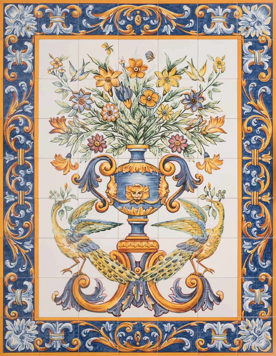 Albarrada flower vase tile mural PT440