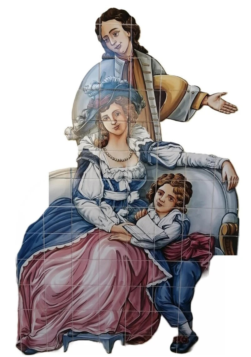 Aristocratic Family Tile Mural - Hand Painted Portuguese Tiles | Ref. PT218