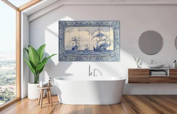 Caravel bathroom tile mural