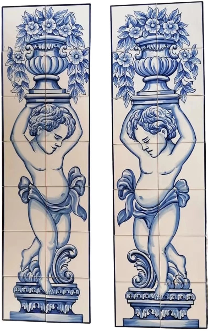 Cherub tile murals