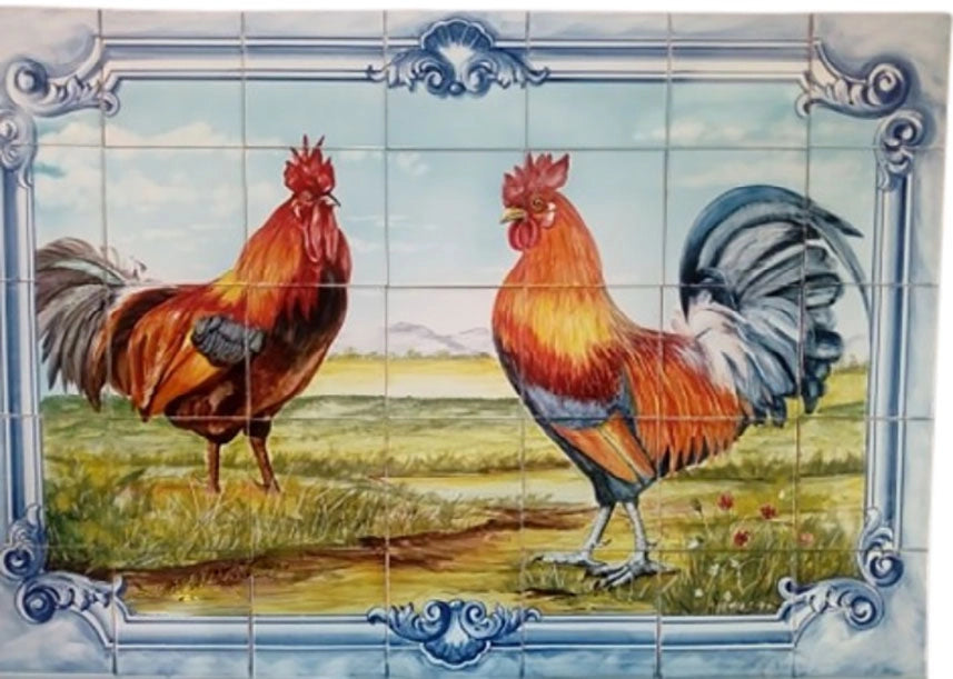 Chicken tile mural