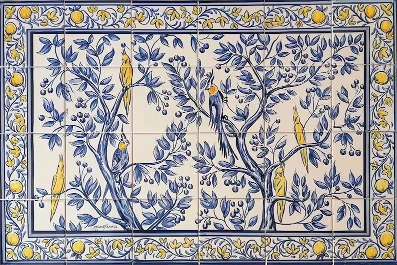 Cockatoos tile mural