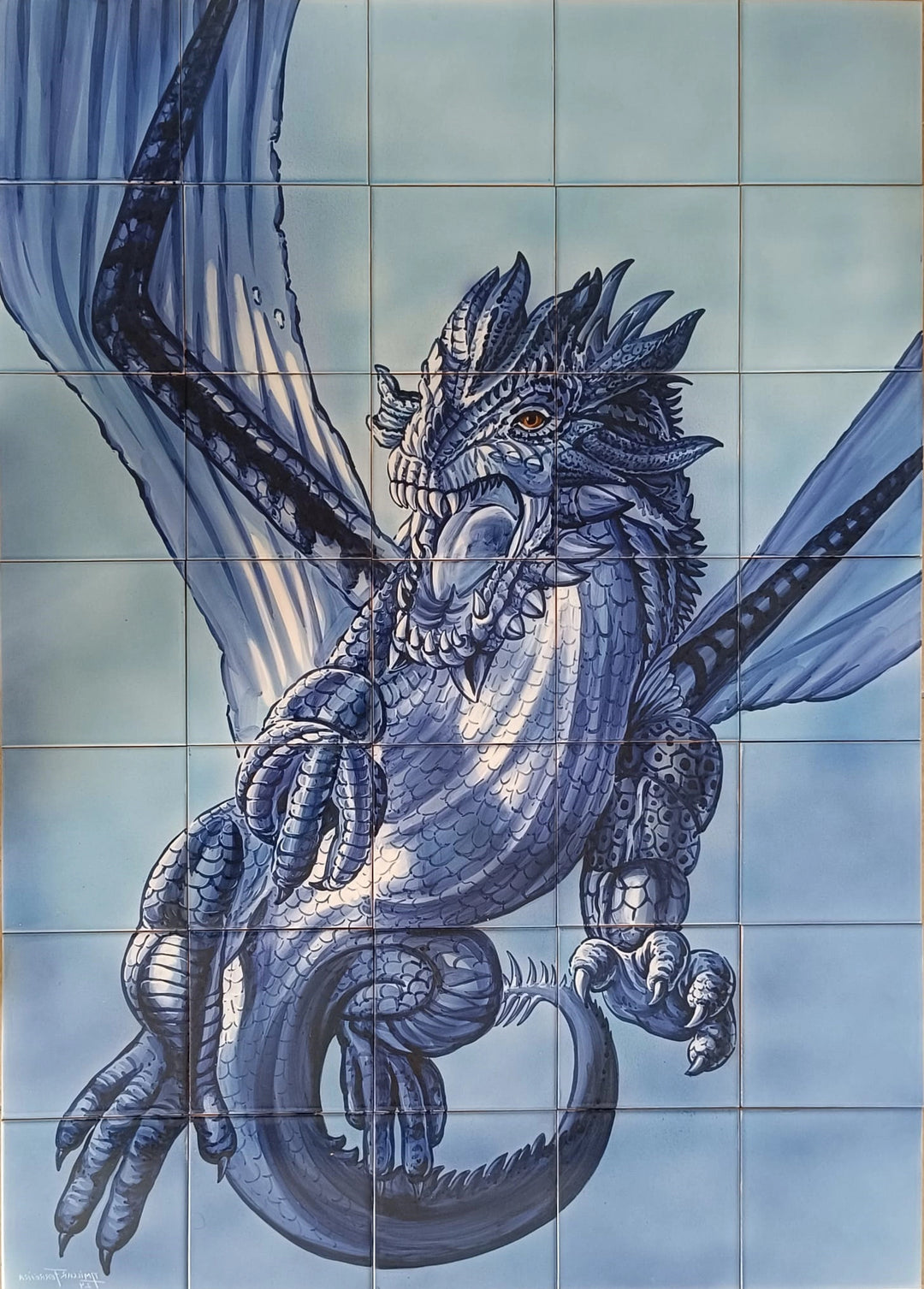 Dragon tile mural