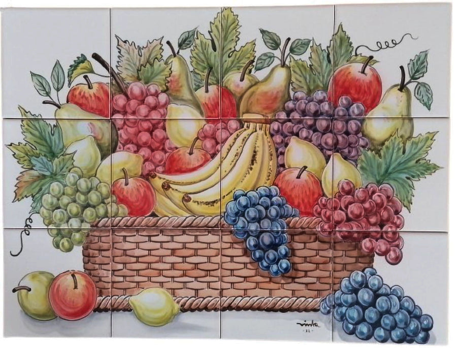 Fruit basket tile mural