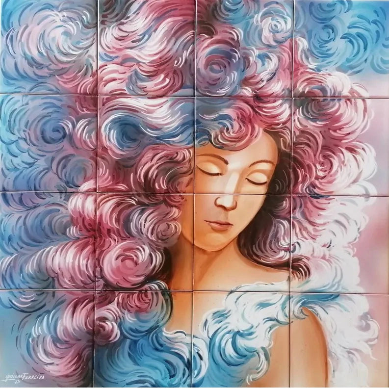 Girl tile mural