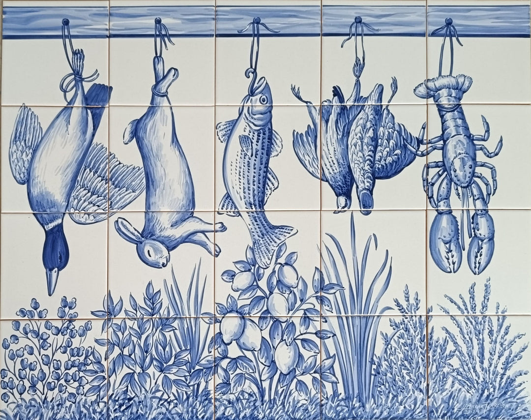 Hanging Foods Kitchen Tile Mural - Hand Painted Portuguese Tiles | Ref. PT322 