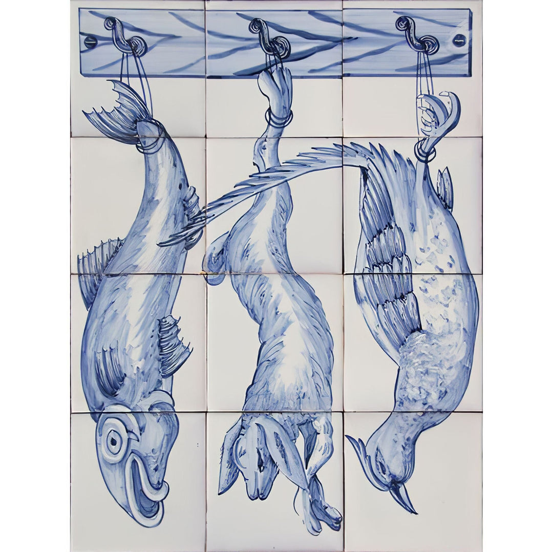 Hanging Meat Kitchen Tile Mural - Hand Painted Portuguese Tiles  Ref. PT269