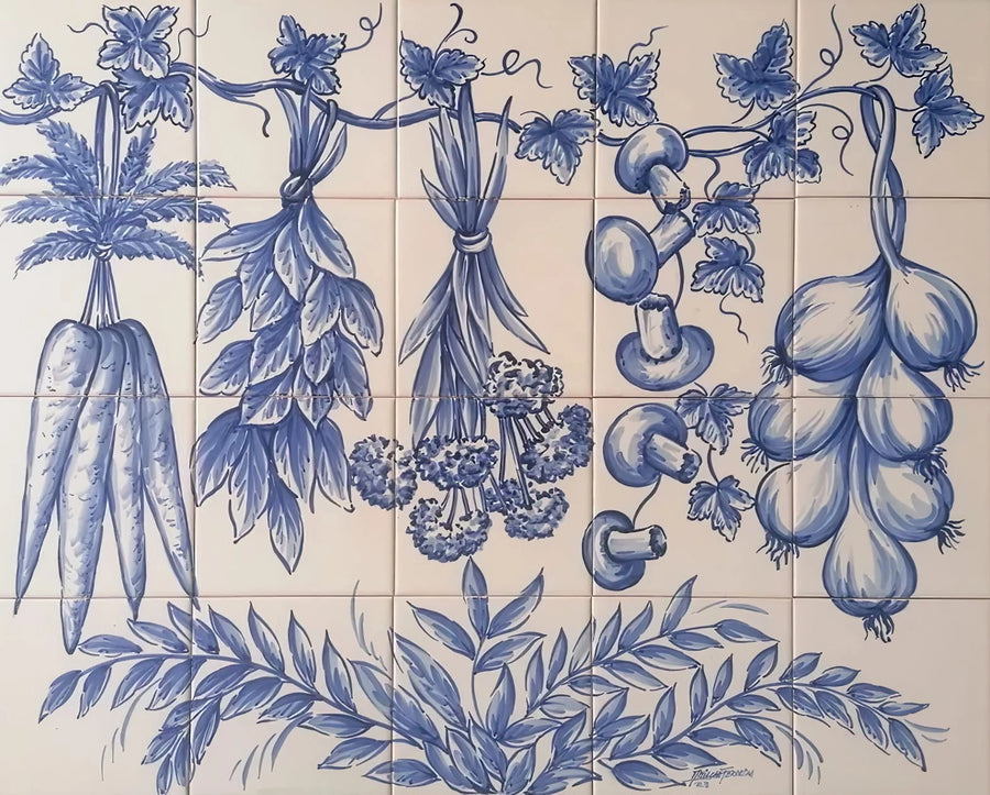 Hanging vegetables kitchen tile mural PT279