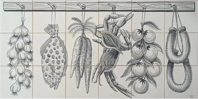 Hanging foods tile mural PT350