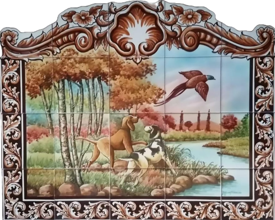 Hunting tile mural