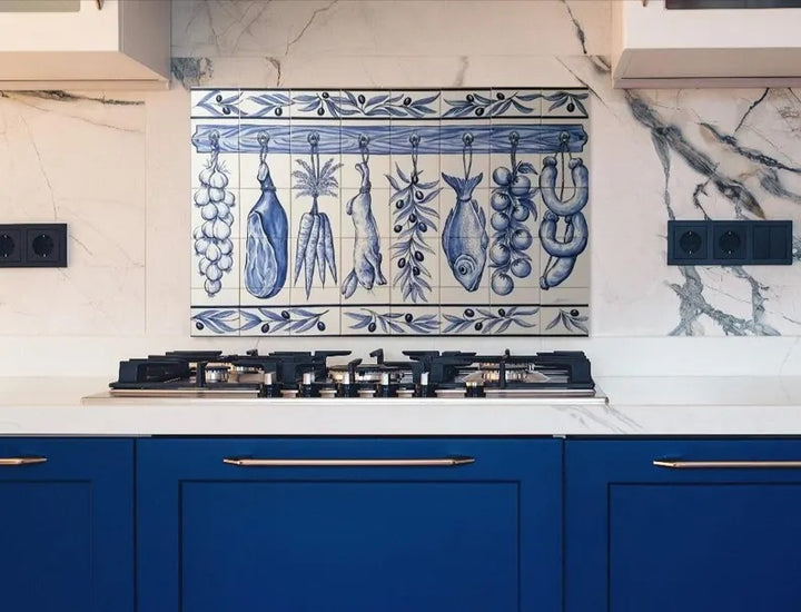 Hanging Foods Kitchen Tile Mural - Hand Painted Portuguese Tiles | Ref. PT367