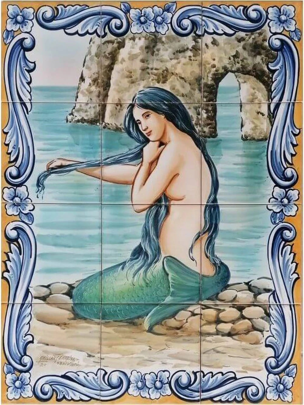 Mermaid tile mural