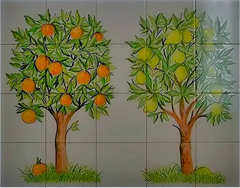 Orange and Lemon tree tile mural