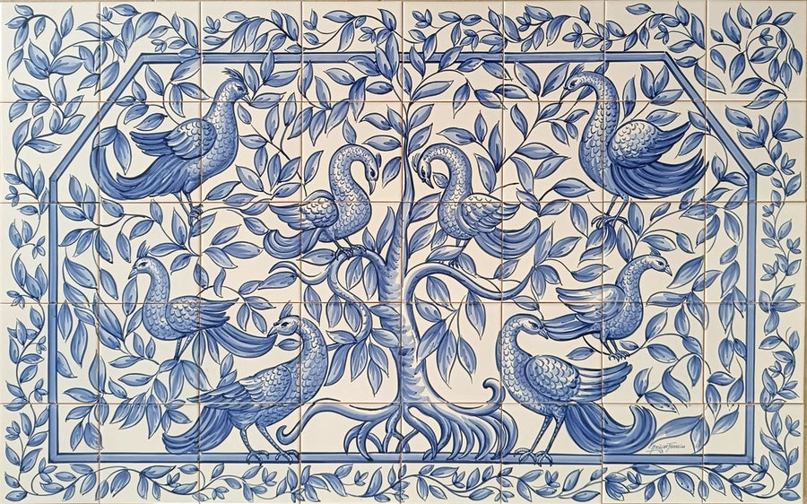 Pheasant tile mural