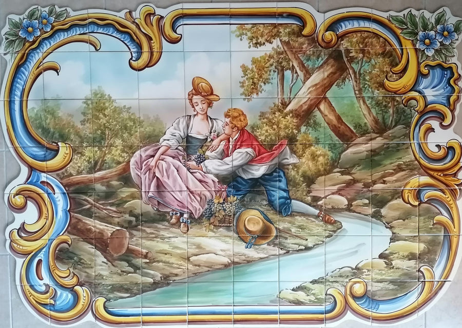 Romantic Tile Mural - Hand Painted Portuguese Tiles  Ref. PT268
