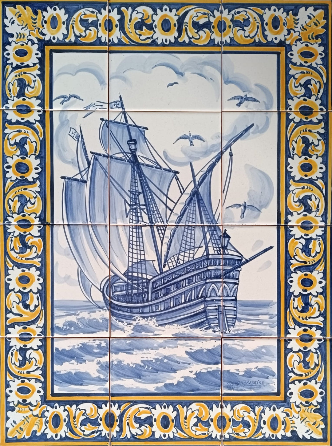 Ship Tile Mural - Hand Painted Portuguese Tiles | Ref. PT283 