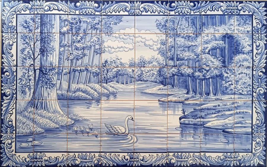 Swan tile mural