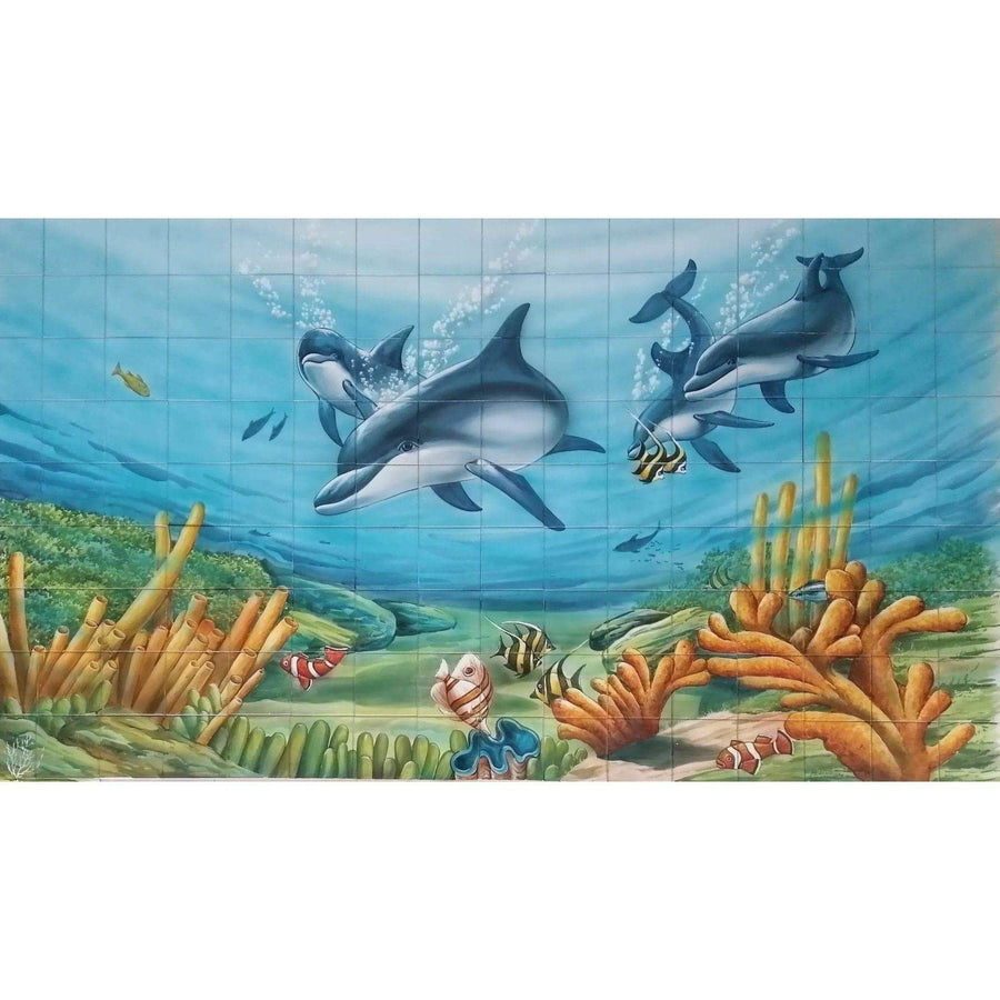 Large bathroom tile mural Sealife - Portuguese Tiles