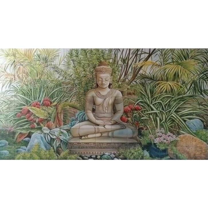 Large outdoor tile mural Buddha -Portuguese Tiles