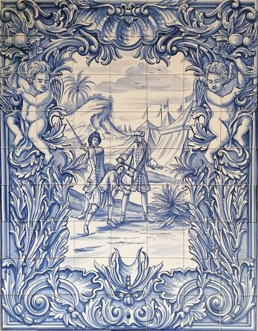 Soldiers Tile Mural - Hand Painted Portuguese Tiles | Ref. PT349